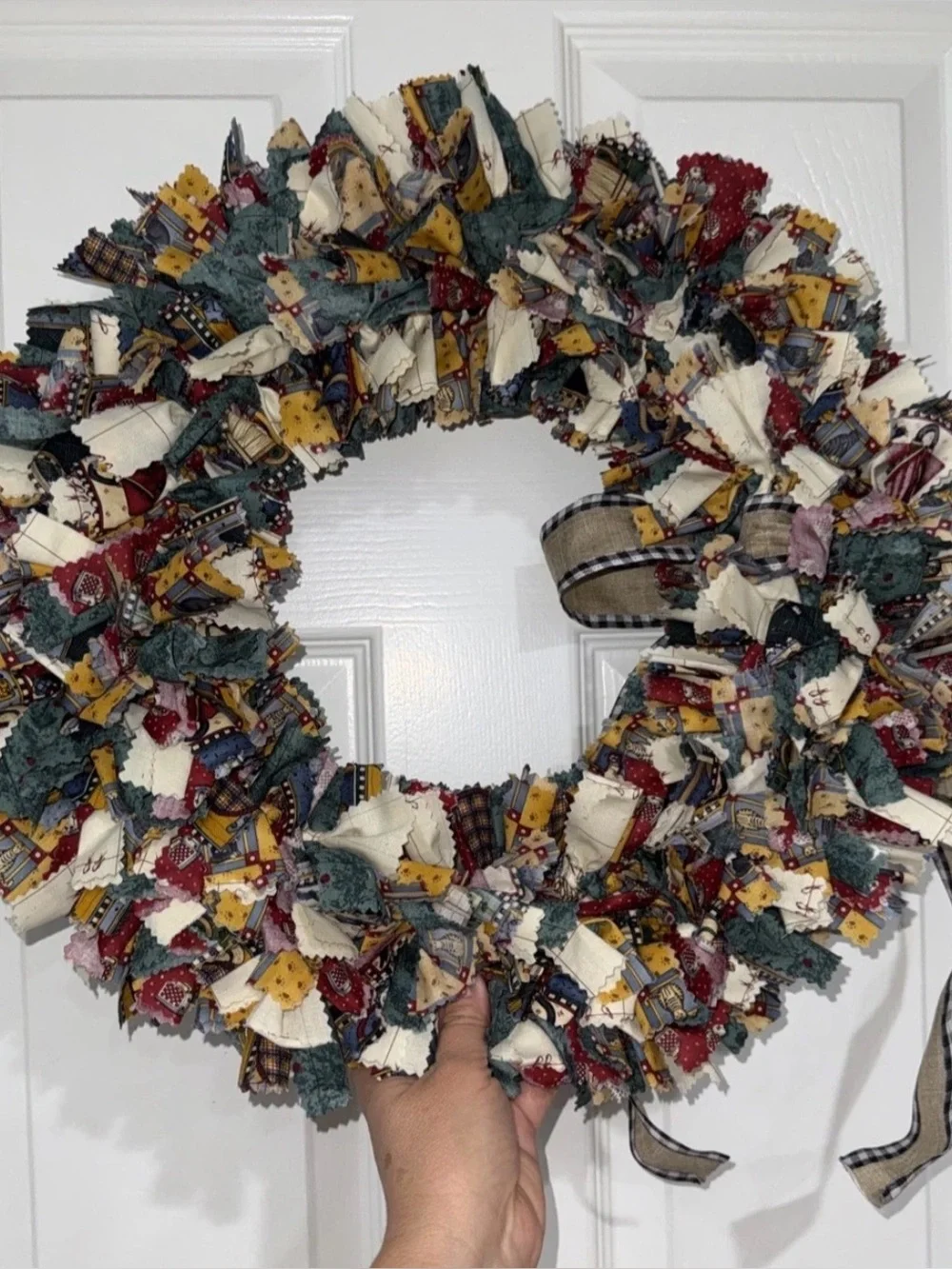 Handmade Rag Wreath Grandmacore Cottage Eclectic Grannie's Kitchen NEW SEE NOTE